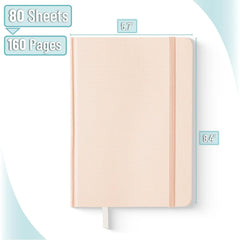 Mr. Pen Dotted Journal Notebook, 5.7" x 8.3", 160 Pages, Fabric Hardcover, Soft Blush Bullet Journal