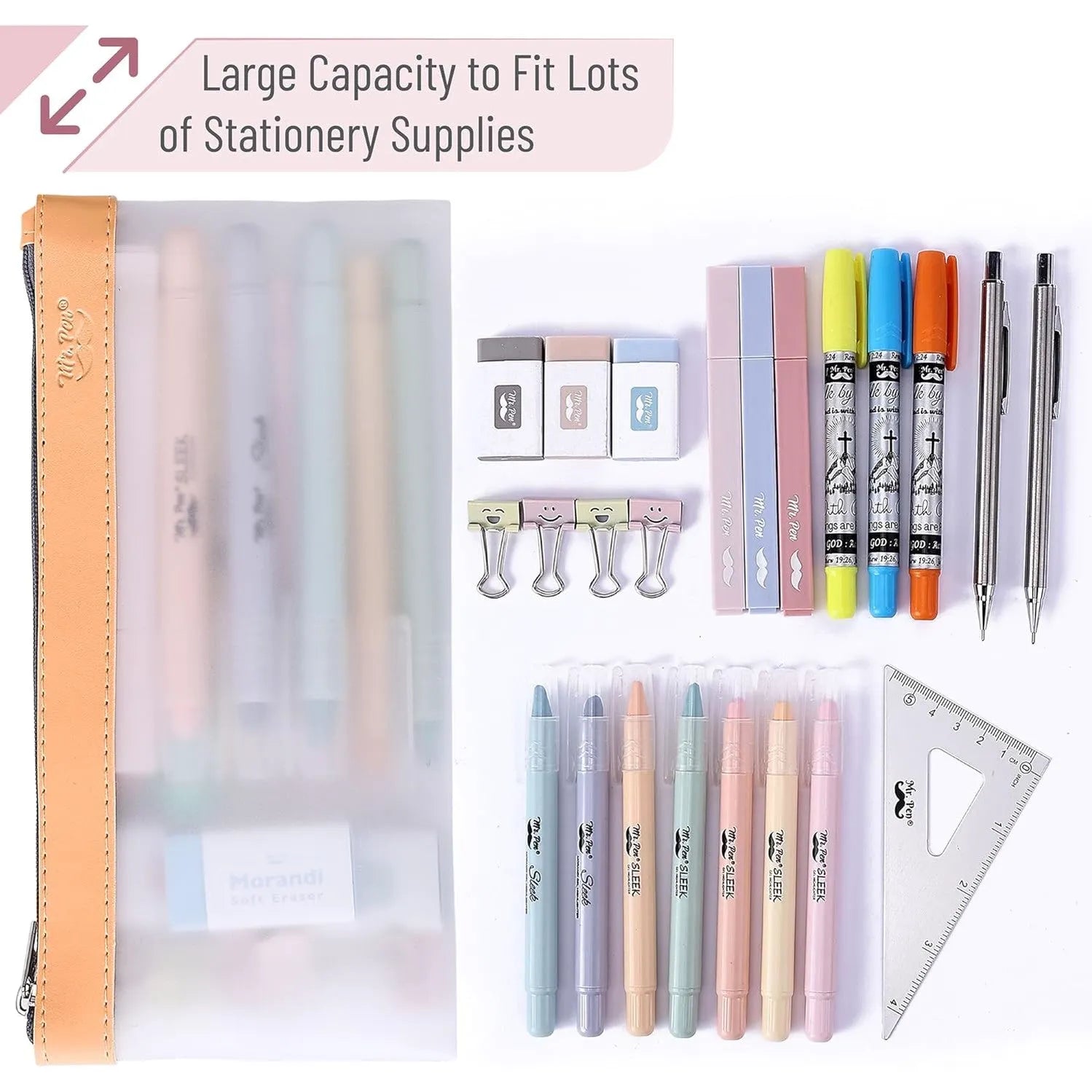 Clear Pencil Pouches (3-Pack) - Transparent TPU Zipper Bags for School, Travel & Makeup