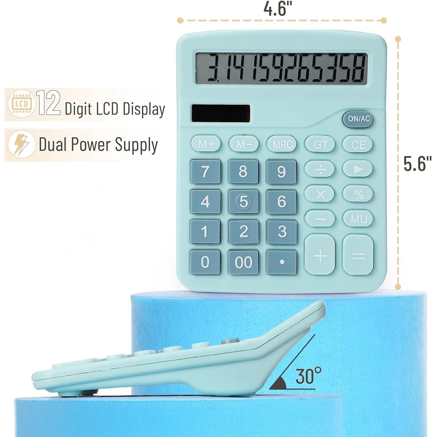 Desktop Calculator with 12-Digit Large Display, Blue, Standard Function