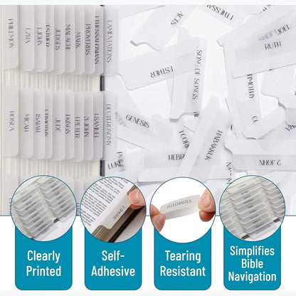 Mr. Pen Bible Tabs - 75 Transparent White Laminated Tabs for Women and Men