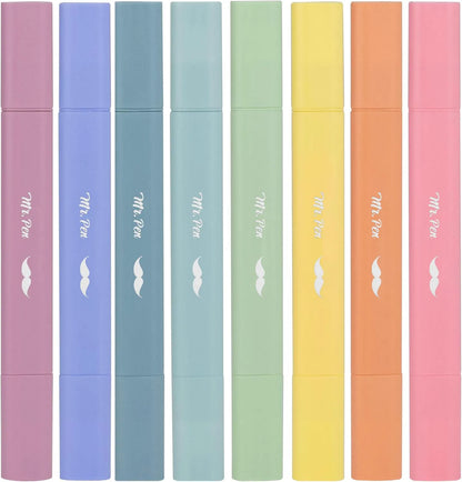 Aesthetic Dual Tip Bible Highlighters - No Bleed Through, Assorted Colors, 8 Pack, Cute Journaling & School Supplies