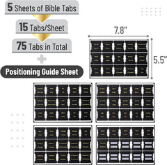 Mr. Pen Bible Tabs - 75 Laminated Tabs, Black with Gold Foil Lettering for Women and Men