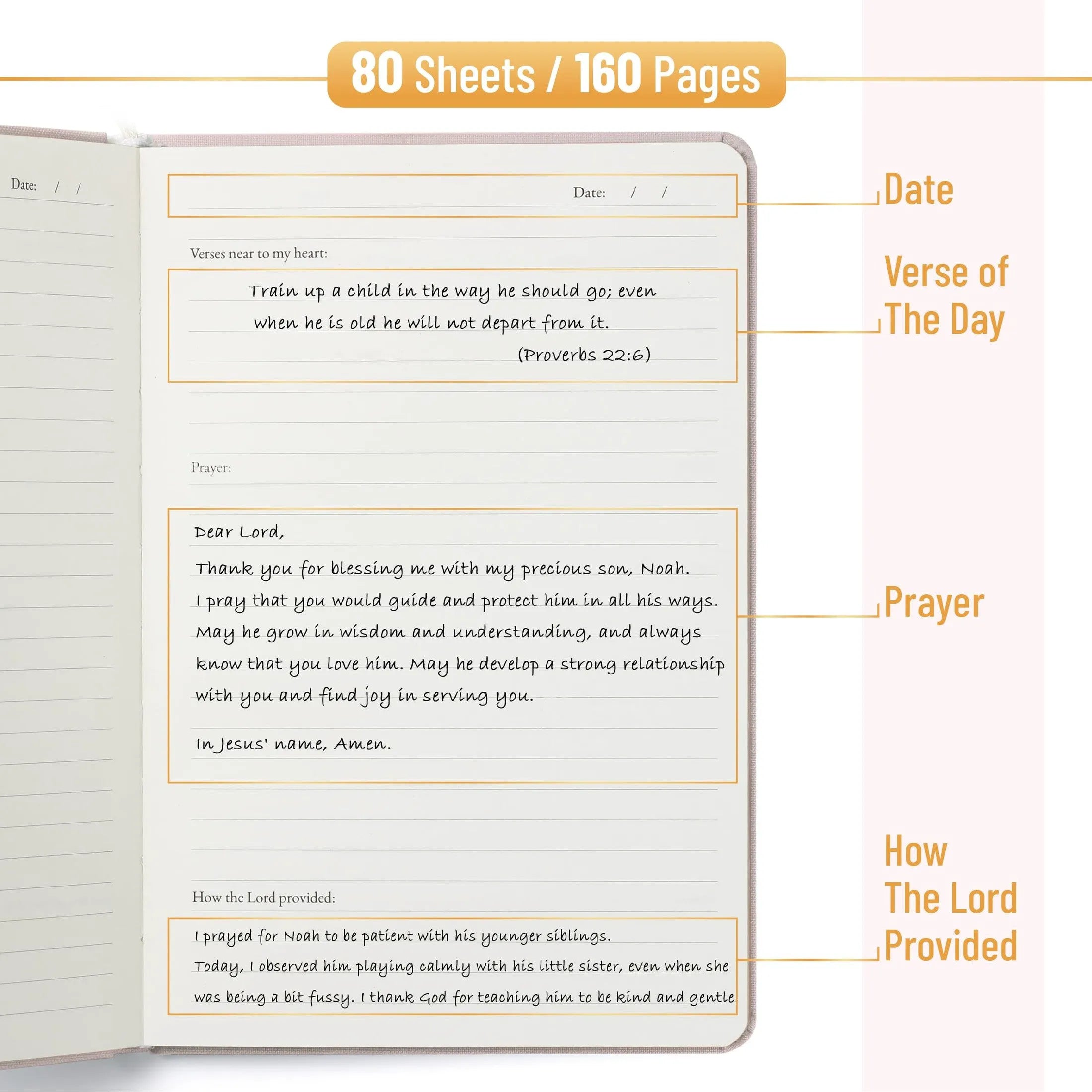 Mr. Pen Prayer Journal for Women - Pink, 8.4"x5.7", 80 Sheets, Christian Gift for Daughter