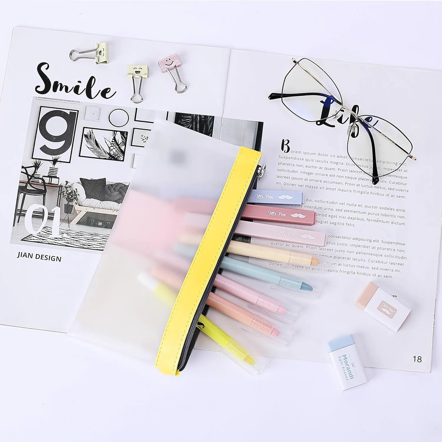 Clear Pencil Pouches (3-Pack) - Transparent TPU Zipper Bags for School, Travel & Makeup