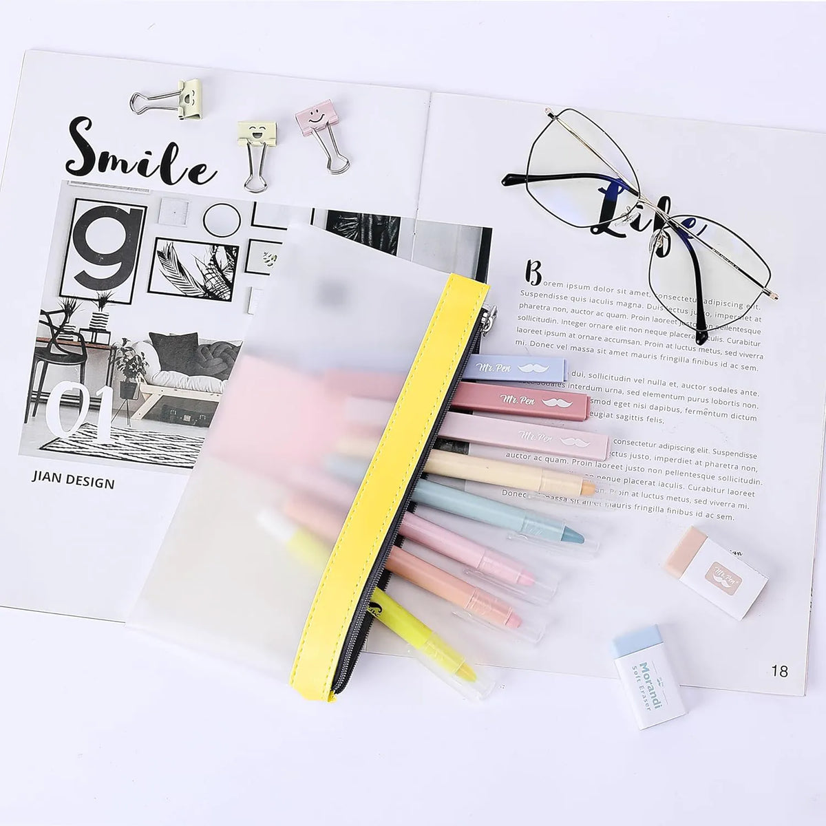 Clear Pencil Pouches (3-Pack) - Transparent TPU Zipper Bags for School, Travel & Makeup