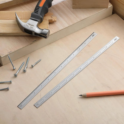 12-Inch Machinist Ruler (2-Pack) - Stainless Steel with 1/10, 1/100, and 1/32 Graduations