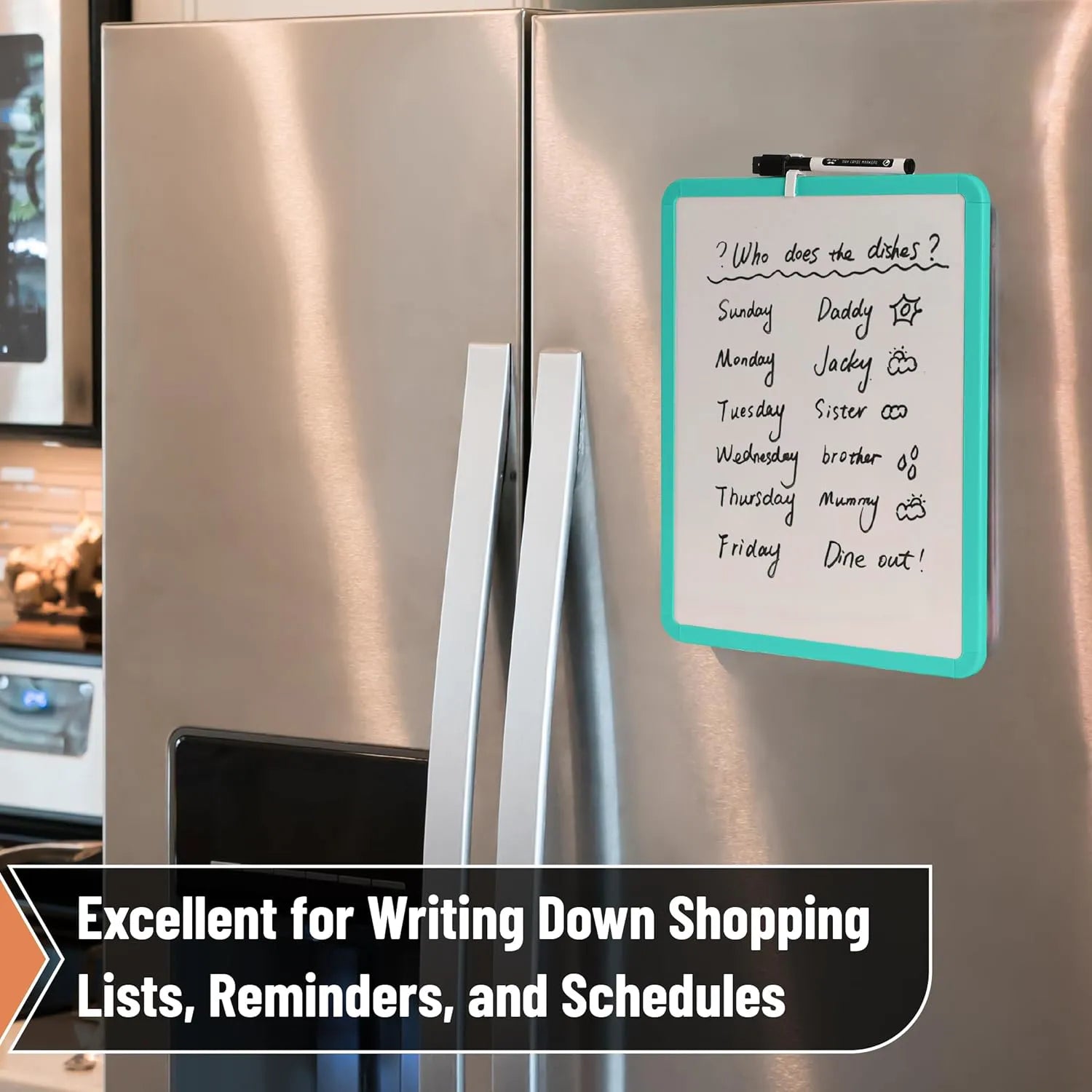 Kids White Board with Turquoise Frame, 14 x 11 Inches, Includes Marker