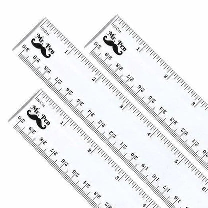 Clear Plastic Ruler 12 Inch (3 Pack) - Dual Side with Inches & Centimeters