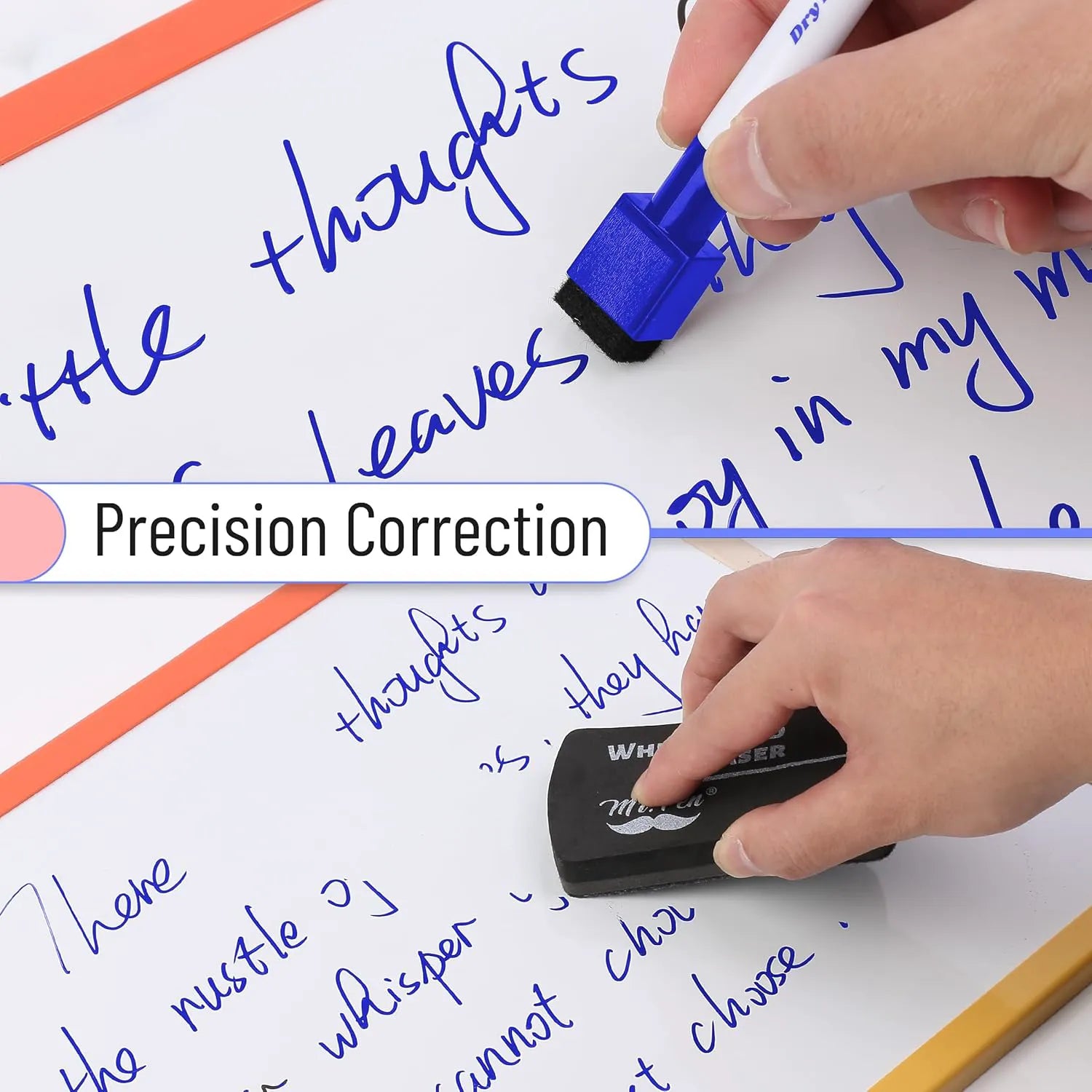 Blue Fine Tip Magnetic Dry Erase Markers (12 Pack) with Cap Eraser