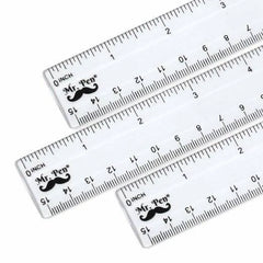 6-Inch Plastic Ruler (3-Pack) - Clear, Dual-Sided with Inches & Centimeters