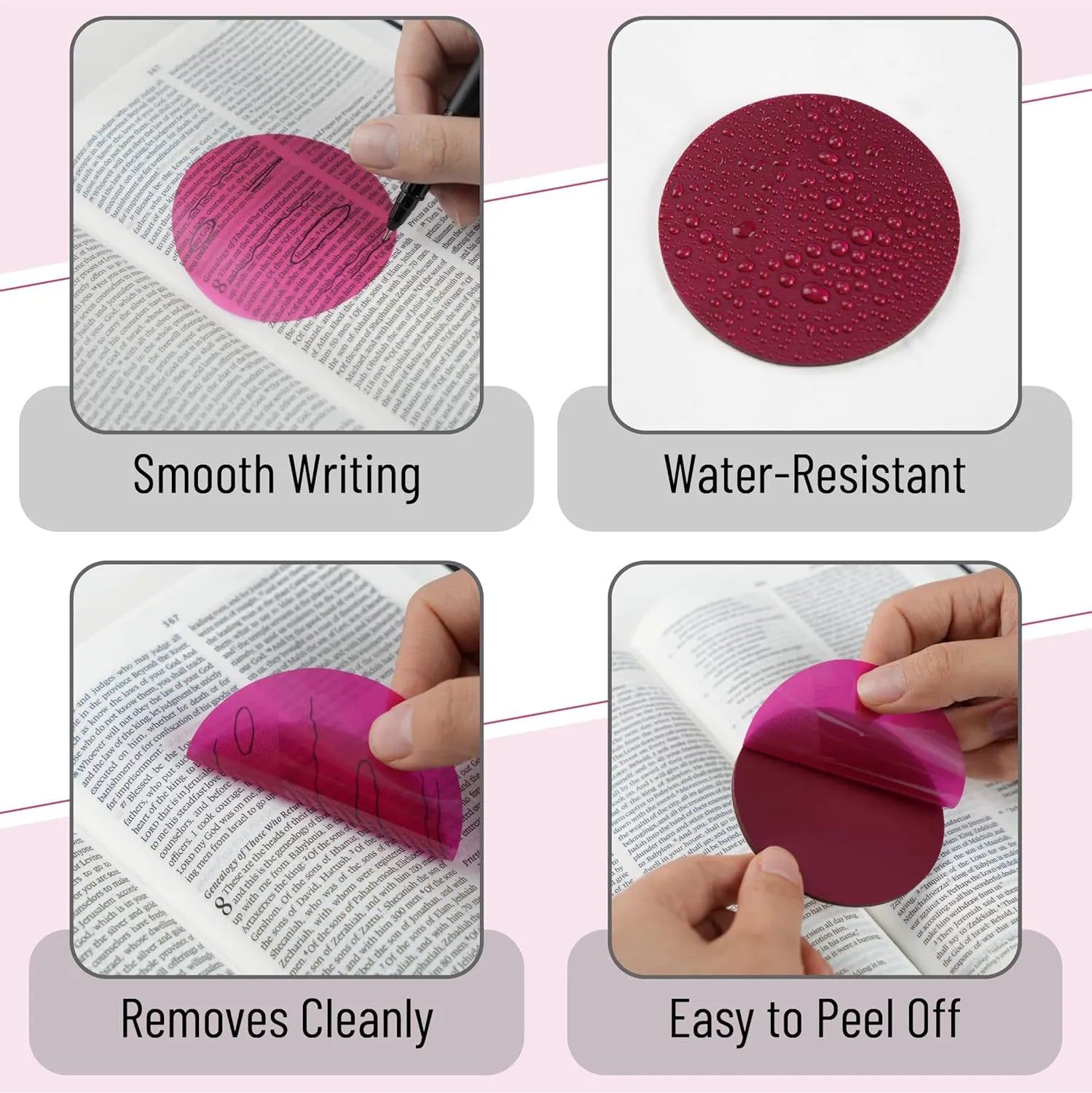 Desert Rose Transparent Sticky Notes with Pen, 150 Sheets