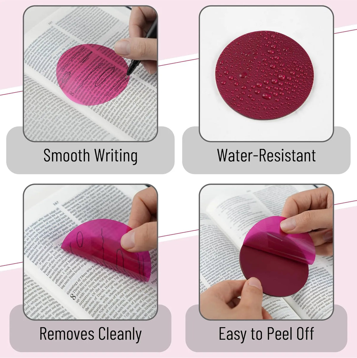 Desert Rose Transparent Sticky Notes with Pen, 150 Sheets