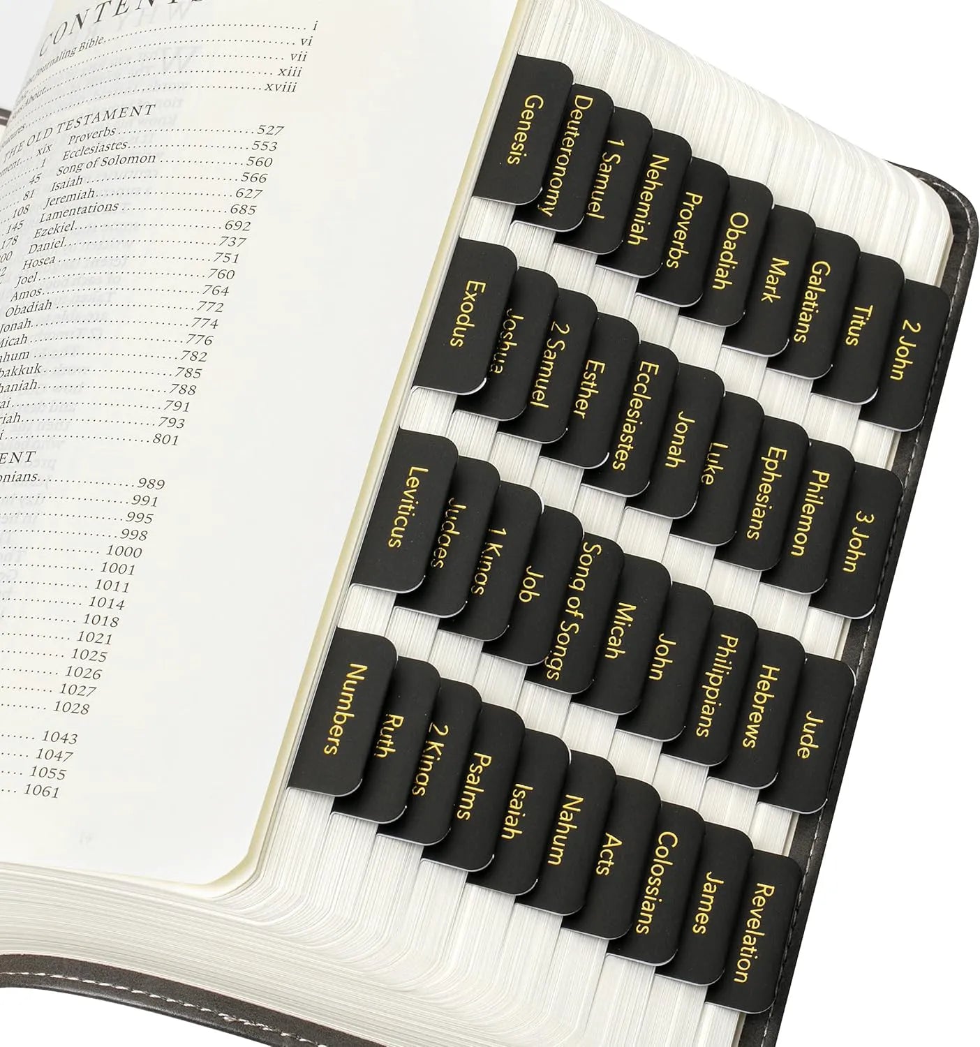 Mr. Pen Bible Tabs - 75 Laminated Tabs, Black with Gold Foil Lettering for Women and Men