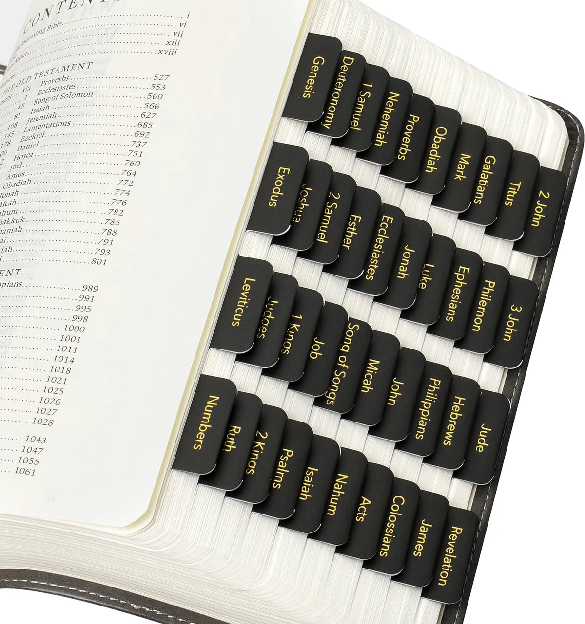 Mr. Pen Bible Tabs - 75 Laminated Tabs, Black with Gold Foil Lettering for Women and Men