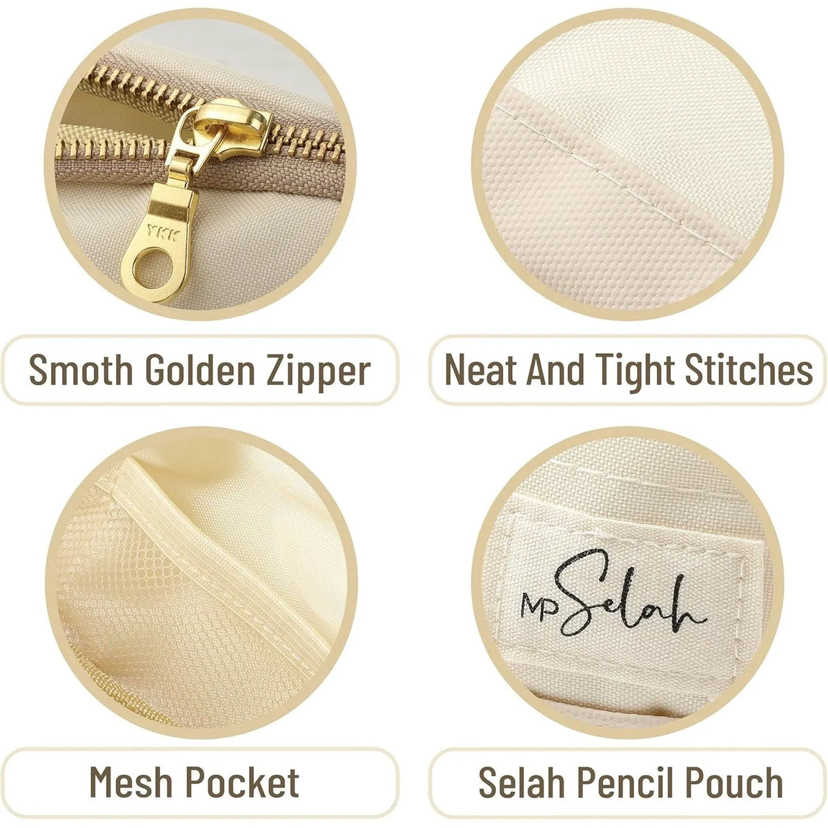 Mr. Pen Pencil Case - Cream Pencil Pouch & Bag (Selah Pen Case)