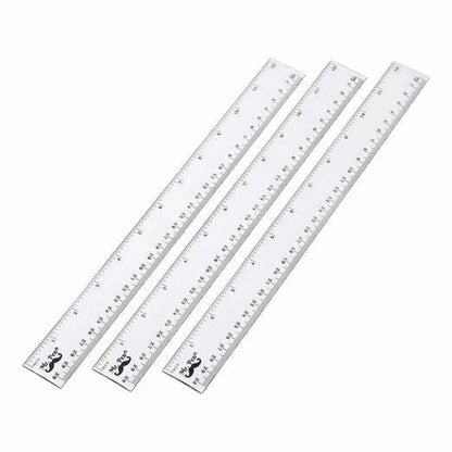 Clear Plastic Ruler 12 Inch (3 Pack) - Dual Side with Inches & Centimeters