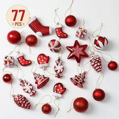 Mr. Pen Assorted Christmas Ball Ornaments Set, 77 Pieces, Red Shatterproof Ornaments