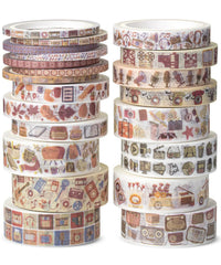 Retro Icon Washi Tape Set - 21 Rolls, Assorted Widths