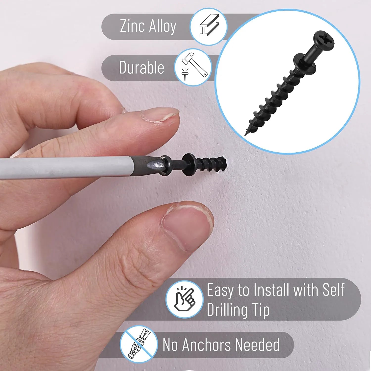 Mr. Pen Bear Claw Hangers, 50 Pack, Black, 4-in-1 Hanging Screws for D-Rings
