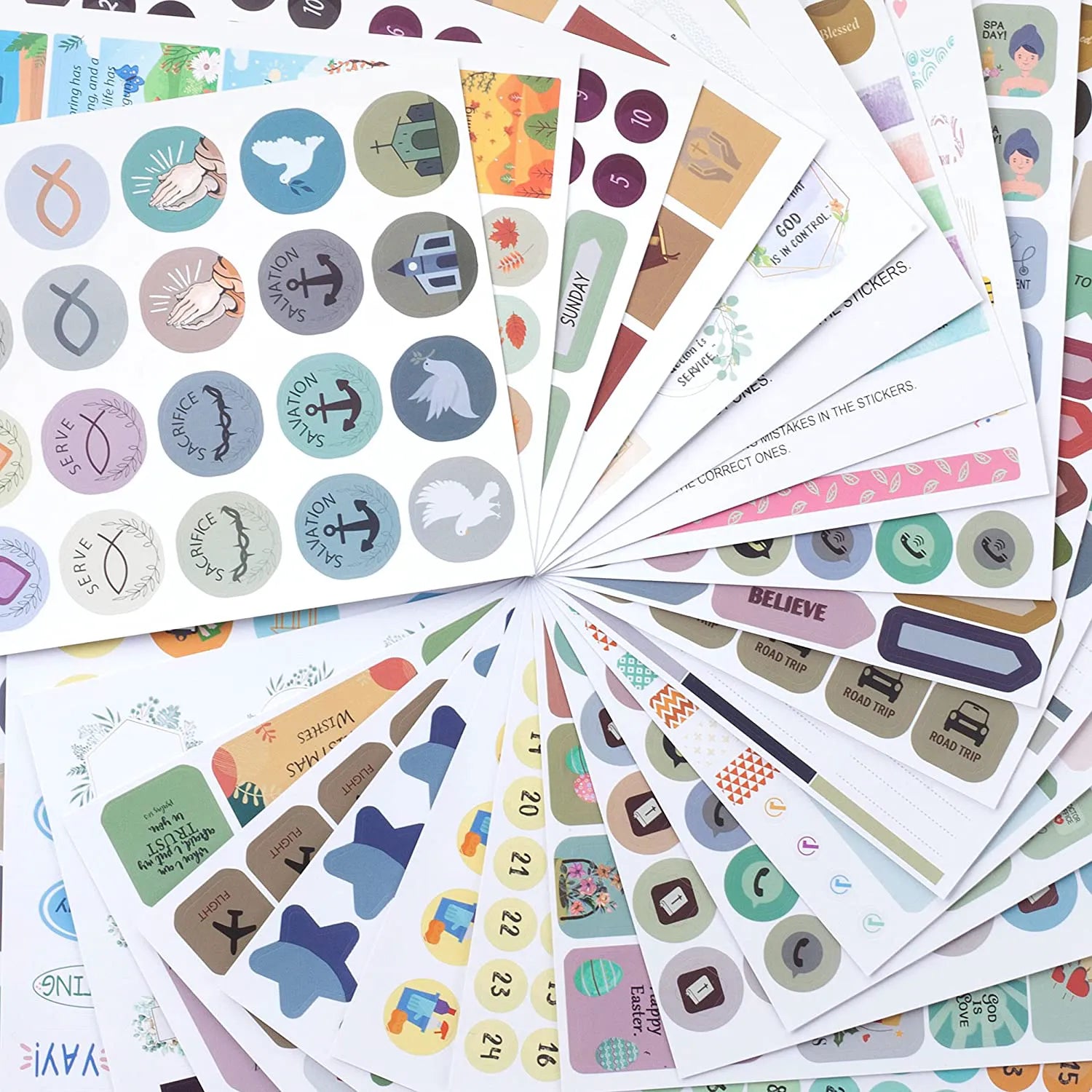Christian & Bible Journaling Stickers - 31 Sheets, 1034 Pieces