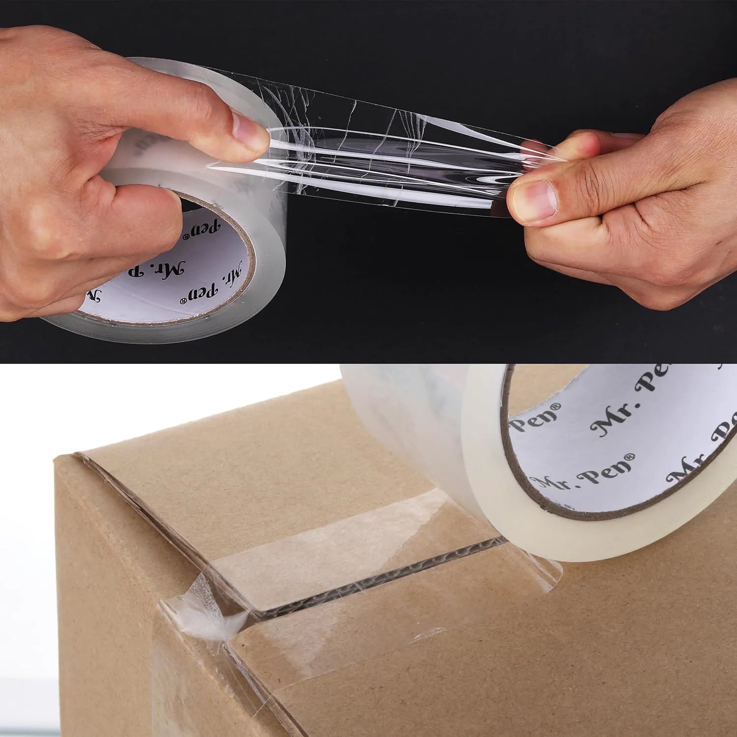 Packing Tape 2" x 60 Yards, 6 Pack + Dispenser Gun, 2.5 Mil
