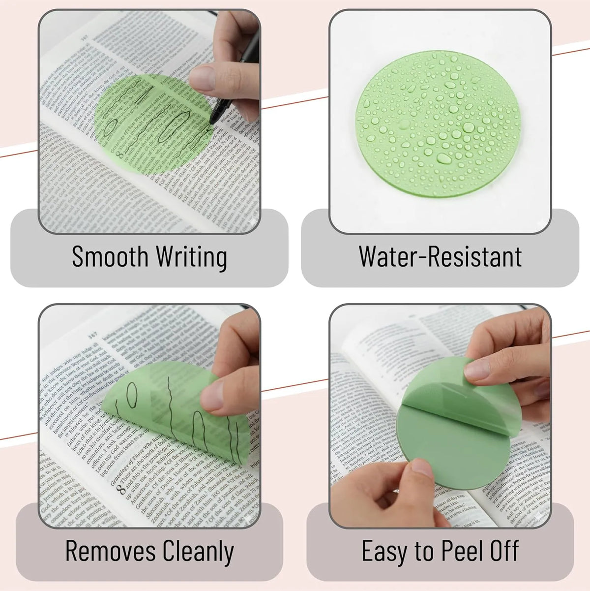 Bible Transparent Sticky Notes, 150 Sheets, Matera Glow + Pen