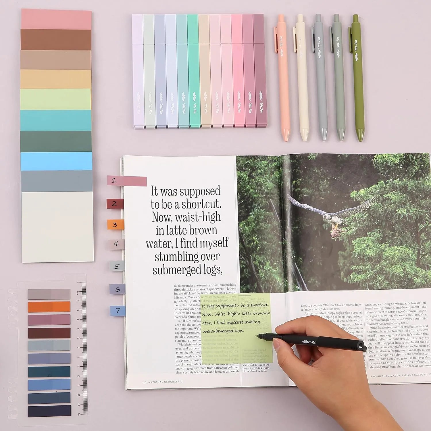 Aesthetic Book Annotation Kit - 38 Pieces with Highlighters, Gel Pens, and Sticky Notes