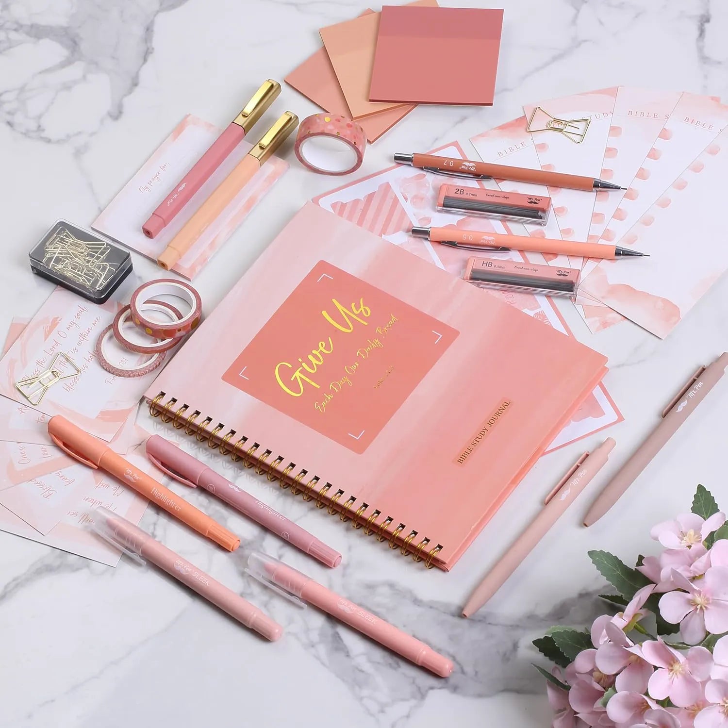 Mr. Pen Bible Journaling Kit for Women - Sunset Blush, No-Bleed Highlighters & Pens