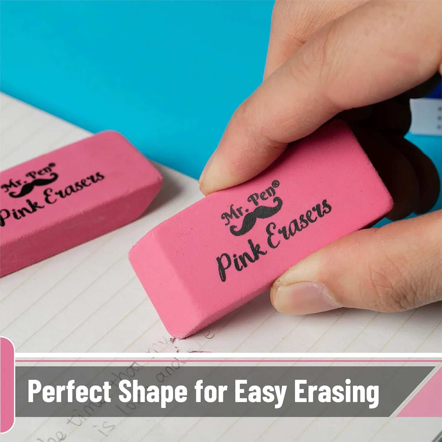 Classic Pink Erasers (36-Pack) - Large Block Style