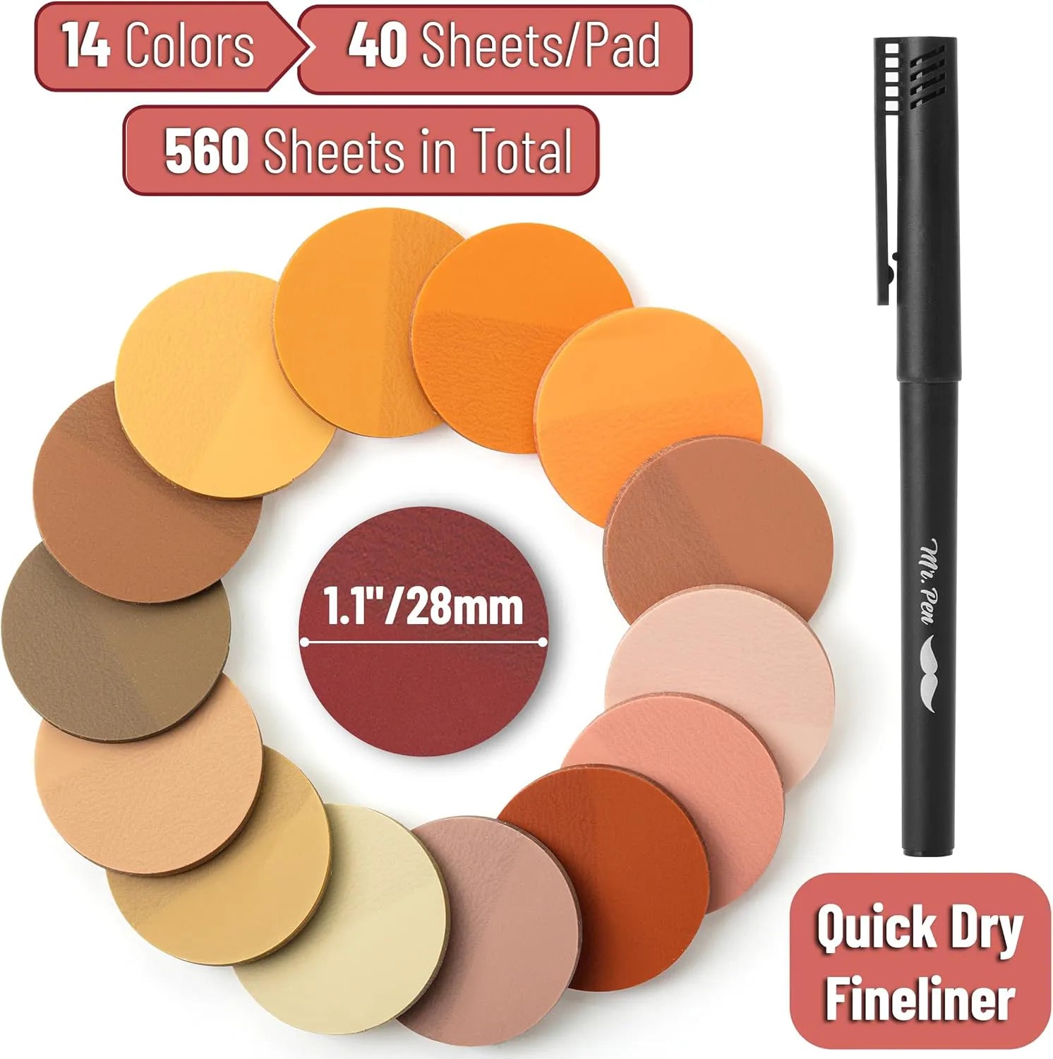 Round Transparent Sticky Notes Set - 14 Pads, 560 Sheets, 1.1 Inches