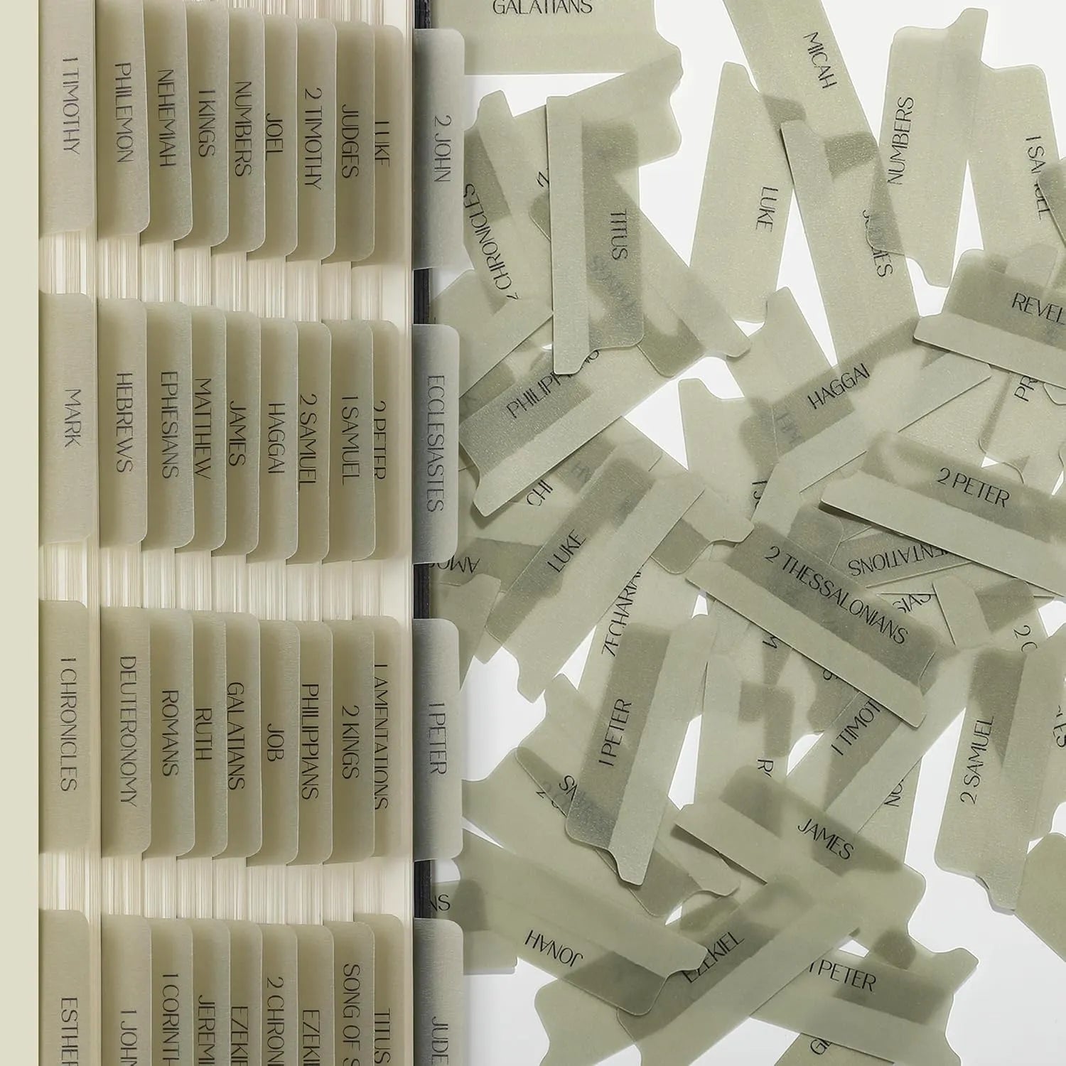 Mr. Pen Bible Tabs - 75 Transparent Olive Green Laminated Index Tabs for Women and Men, Ideal for Study Bibles