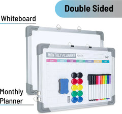 Double-Sided Whiteboard 12x16 with Weekly Planner and Blank Side