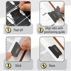Mr. Pen Bible Tabs - 75 Laminated Tabs, Black with Gold Foil Lettering for Women and Men