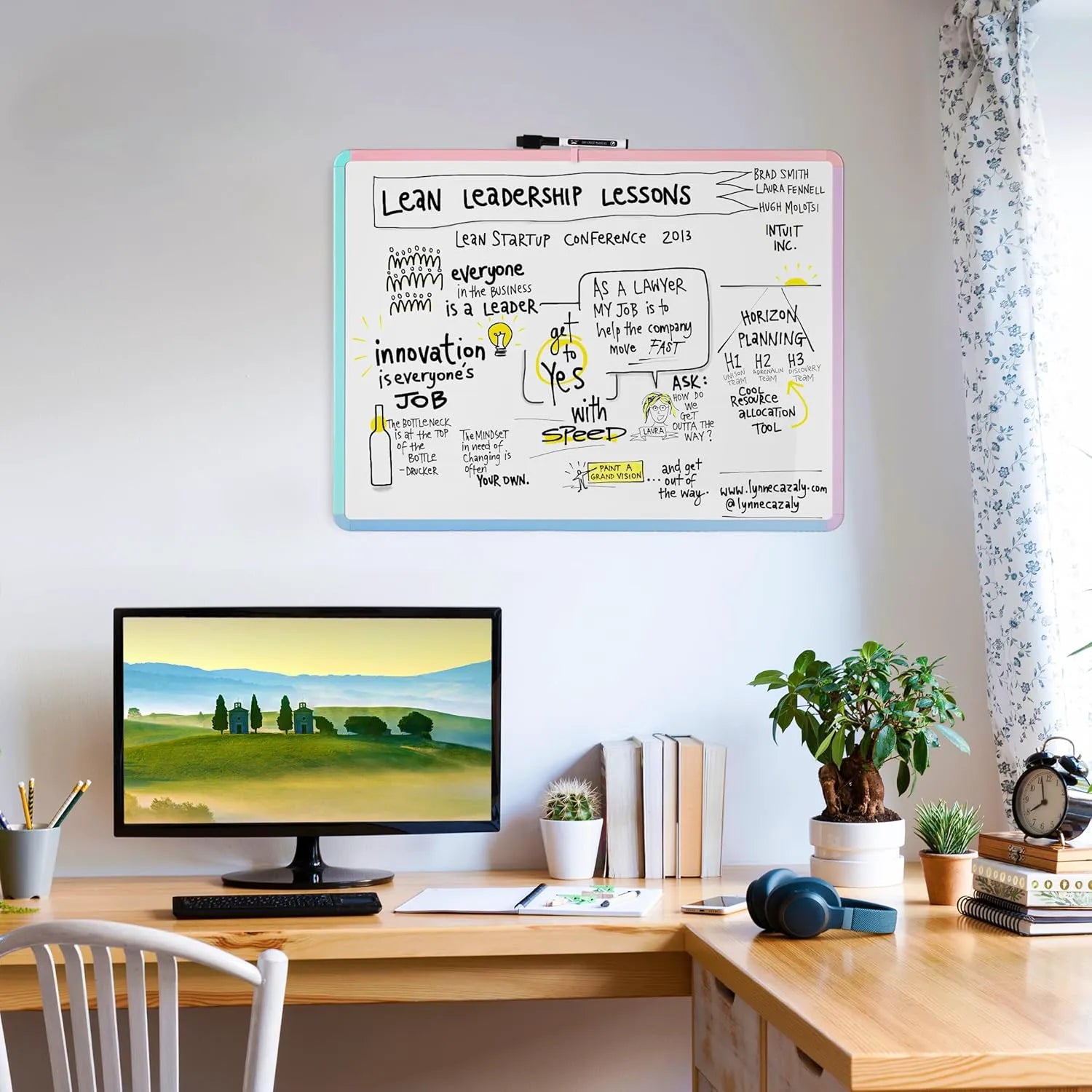 Colorful Framed Dry Erase Board for Wall, 18" x 24", Includes Marker