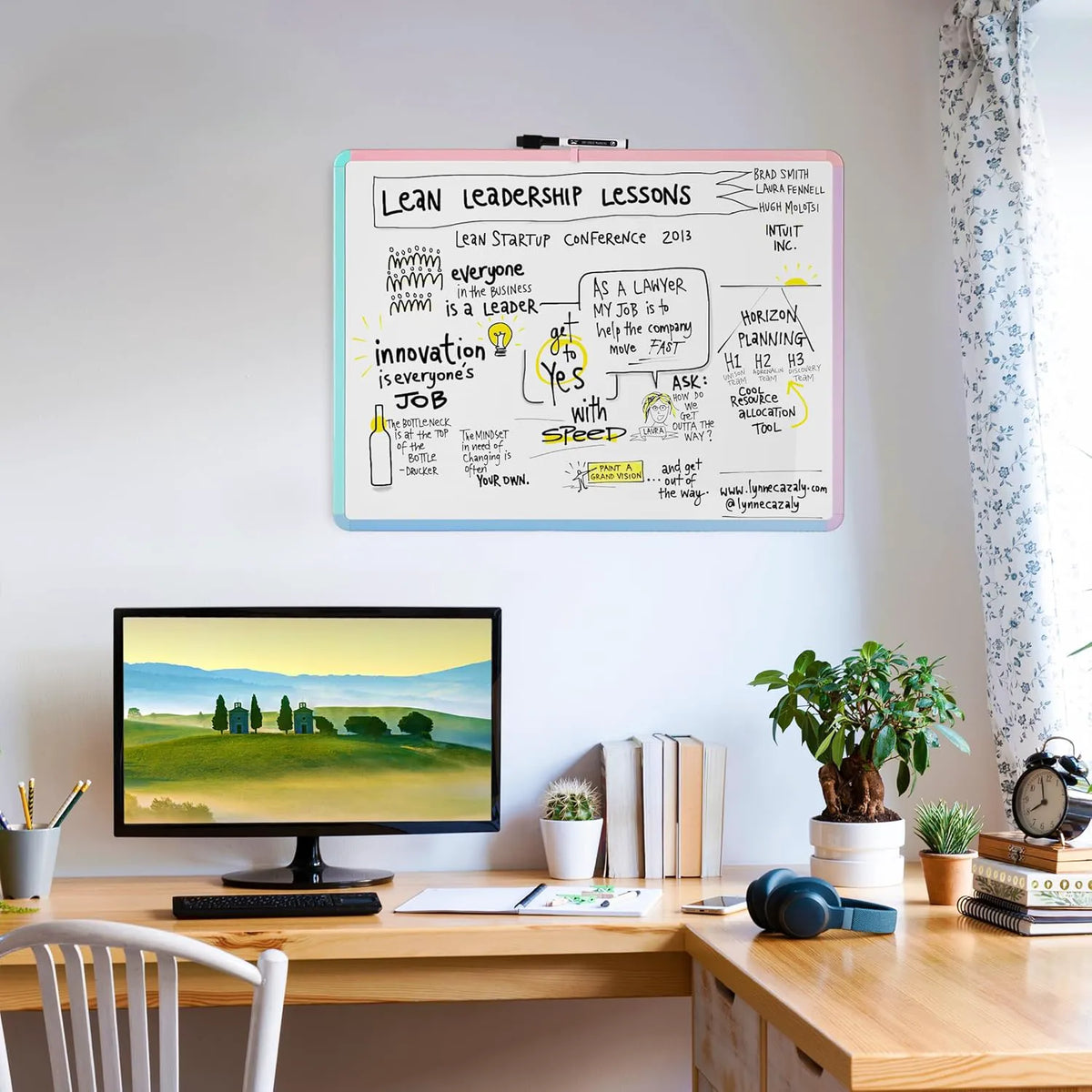 Colorful Framed Dry Erase Board for Wall, 18" x 24", Includes Marker