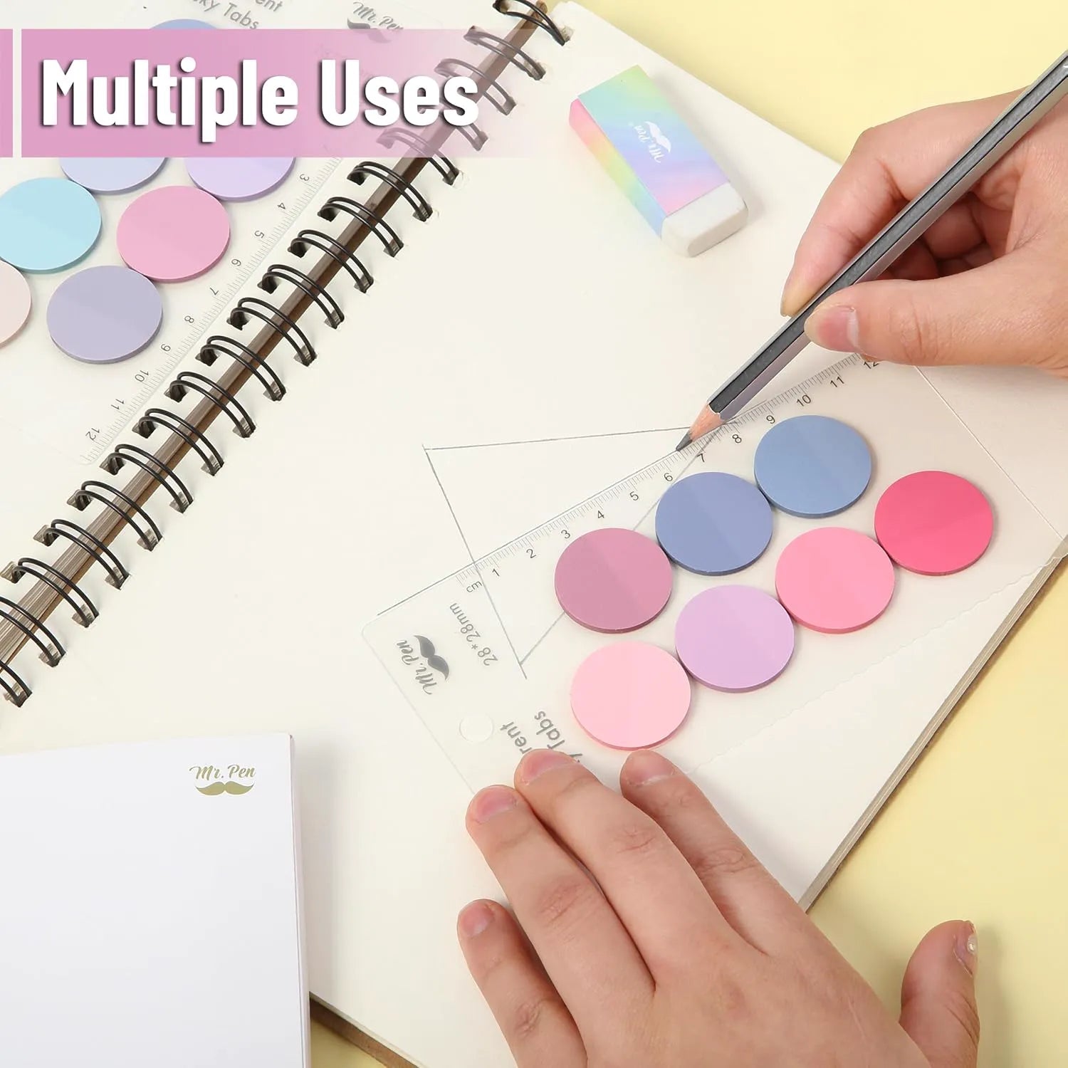 Colorful Round Transparent Sticky Notes, 14 Pads, 560 Sheets, 1.1"