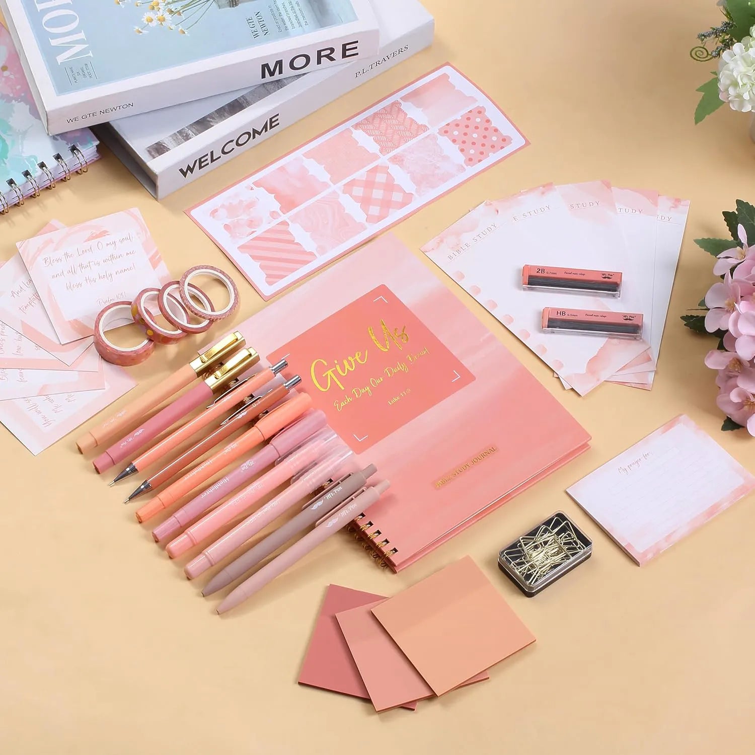 Mr. Pen Bible Journaling Kit for Women - Sunset Blush, No-Bleed Highlighters & Pens