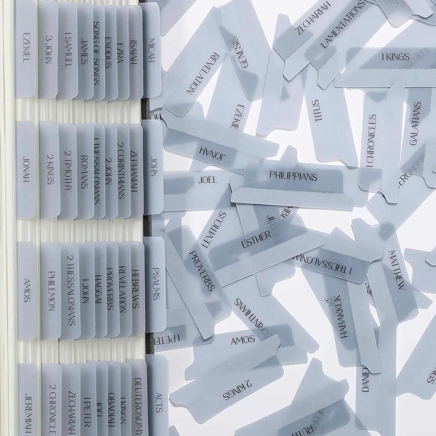 Mr. Pen Bible Tabs - 75 Transparent Dusty Blue Laminated Tabs for Women and Men
