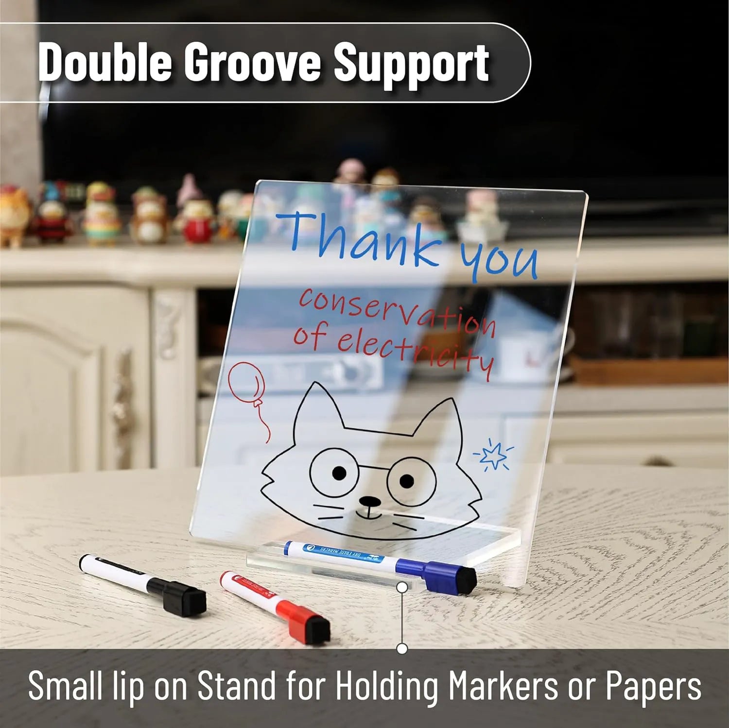 Clear Acrylic Dry Erase Board with Stand, 10"x10"