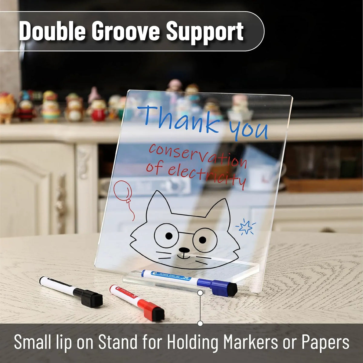 Clear Acrylic Dry Erase Board with Stand, 10"x10"
