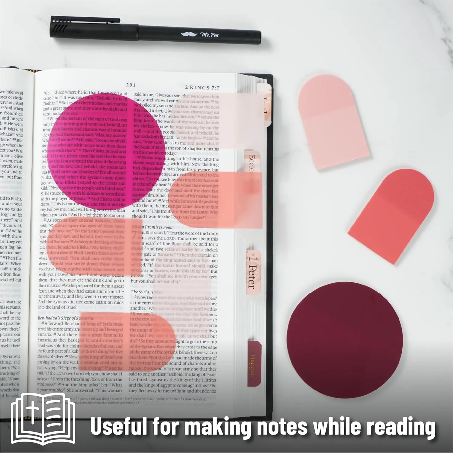 Desert Rose Transparent Sticky Notes with Pen, 150 Sheets
