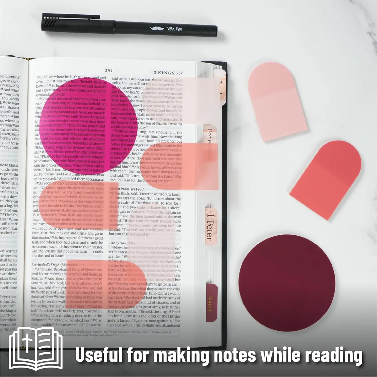Desert Rose Transparent Sticky Notes with Pen, 150 Sheets