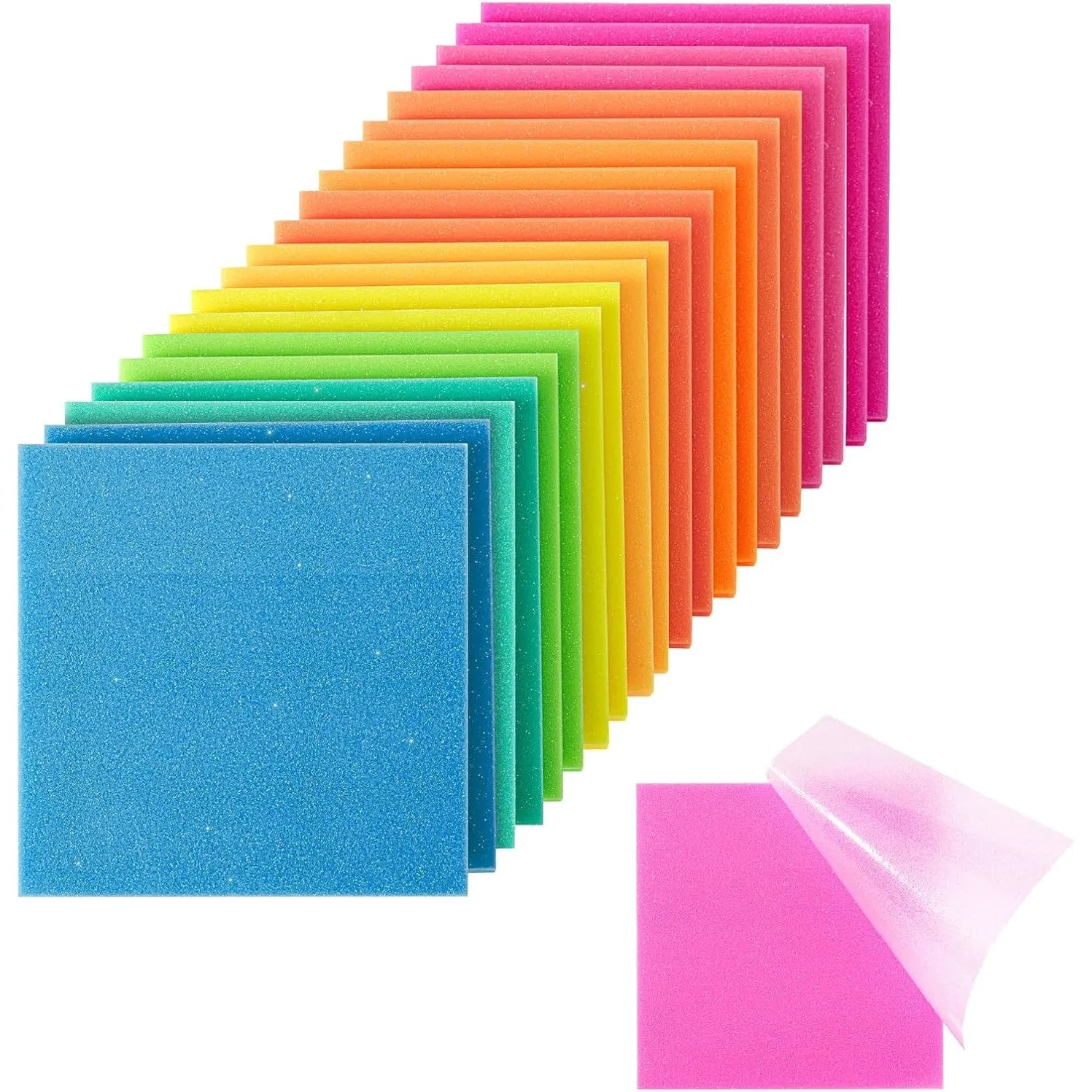 Bulk Prism Glow Plastic Glitter Sticky Notes 3x3 Inches, 20 Pads (1000 Sheets)