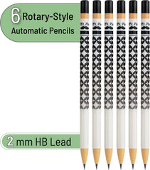 Rotary Mechanical Pencil Set (6 pcs) with Twist Design, HB Lead