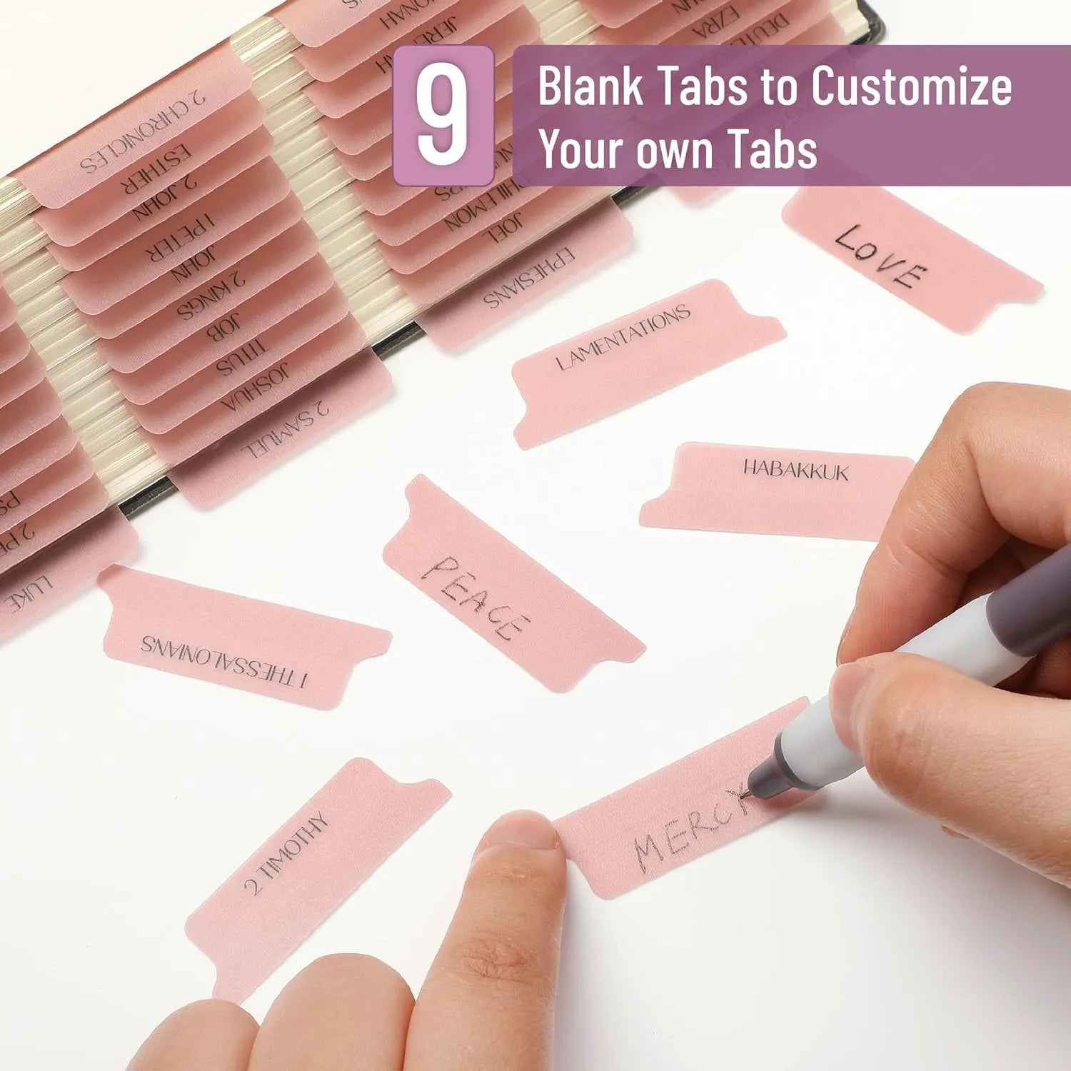 Mr. Pen Bible Tabs - 75 Transparent Pink Laminated Tabs for Women and Men