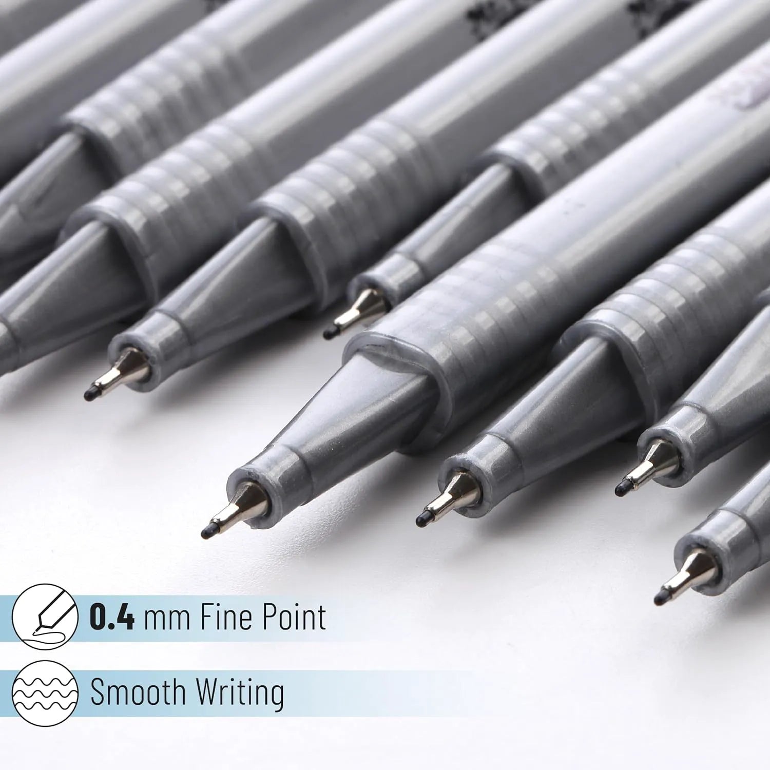 Black Fineliner Pens 0.4mm Fine Tip 24 Pack Rich Ink