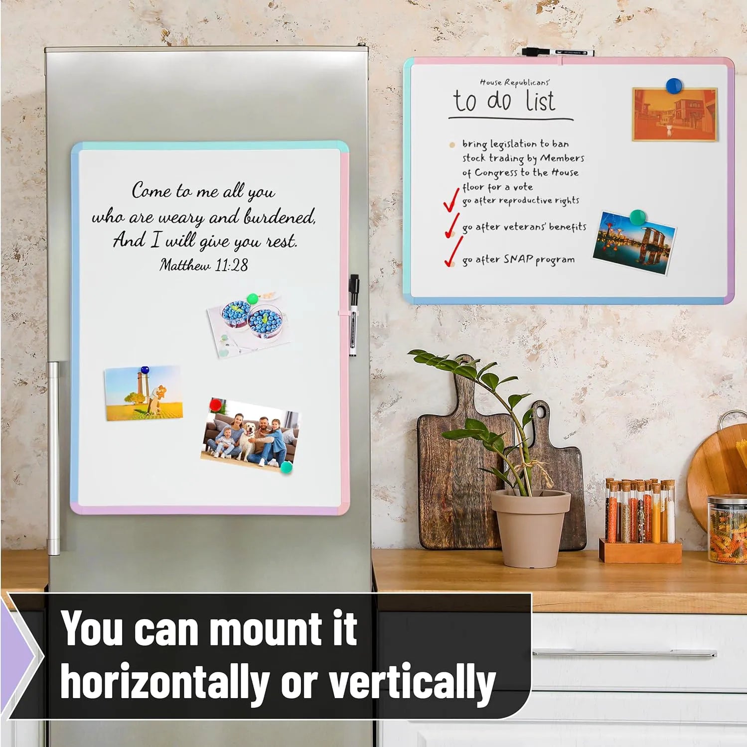 Colorful Framed Dry Erase Board for Wall, 18" x 24", Includes Marker