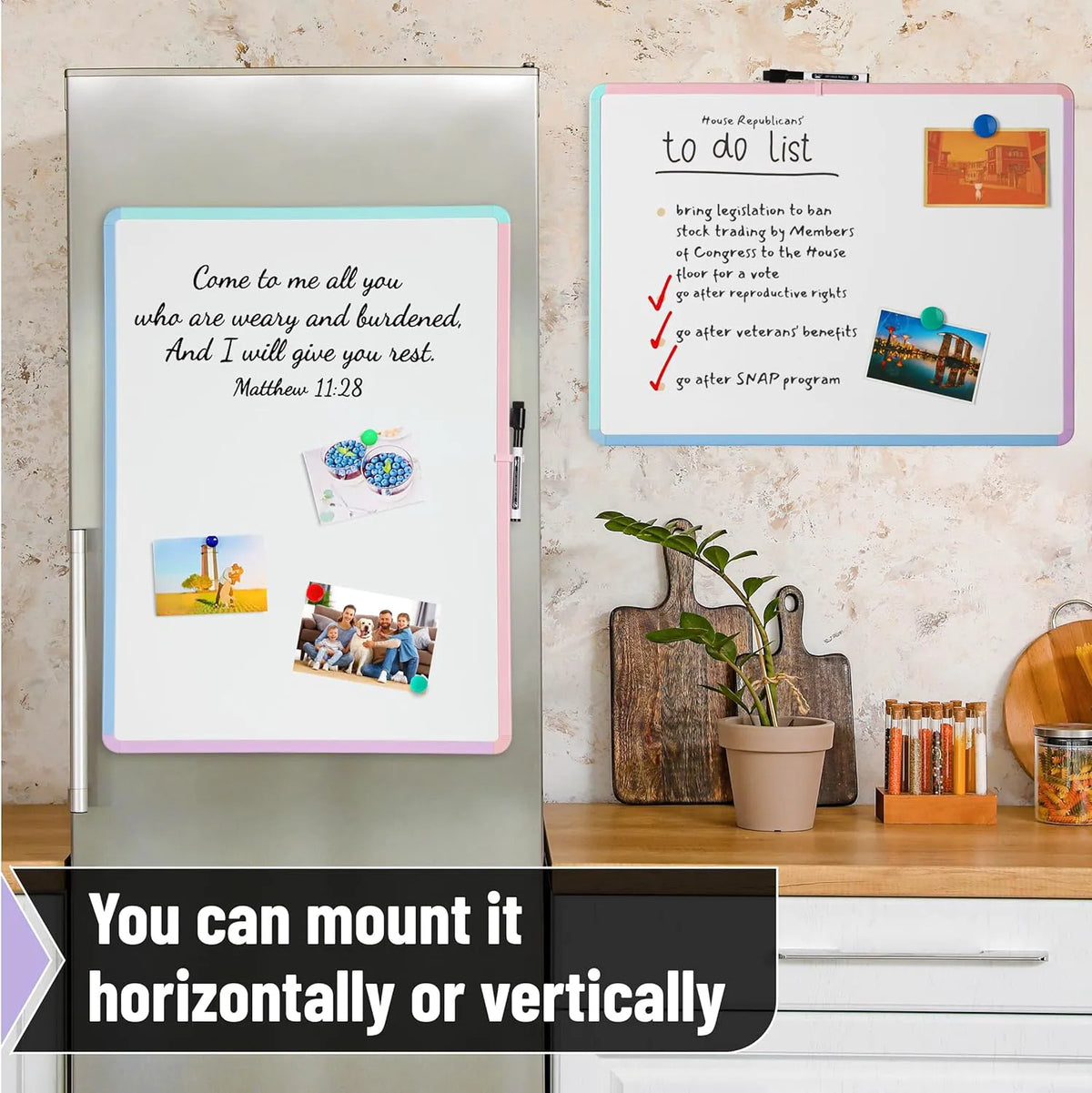 Colorful Framed Dry Erase Board for Wall, 18" x 24", Includes Marker