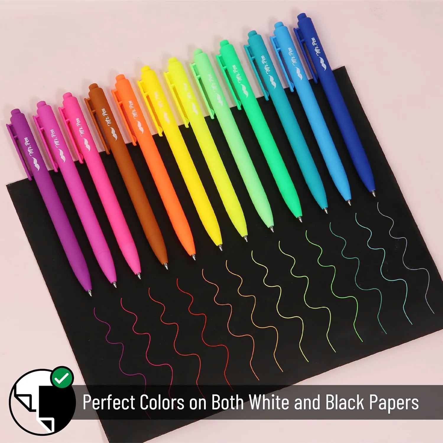 Retractable Gel Pens 12-Pack: Cute Design, Colored Ink, Quick-Dry, Fine Point 0.7mm