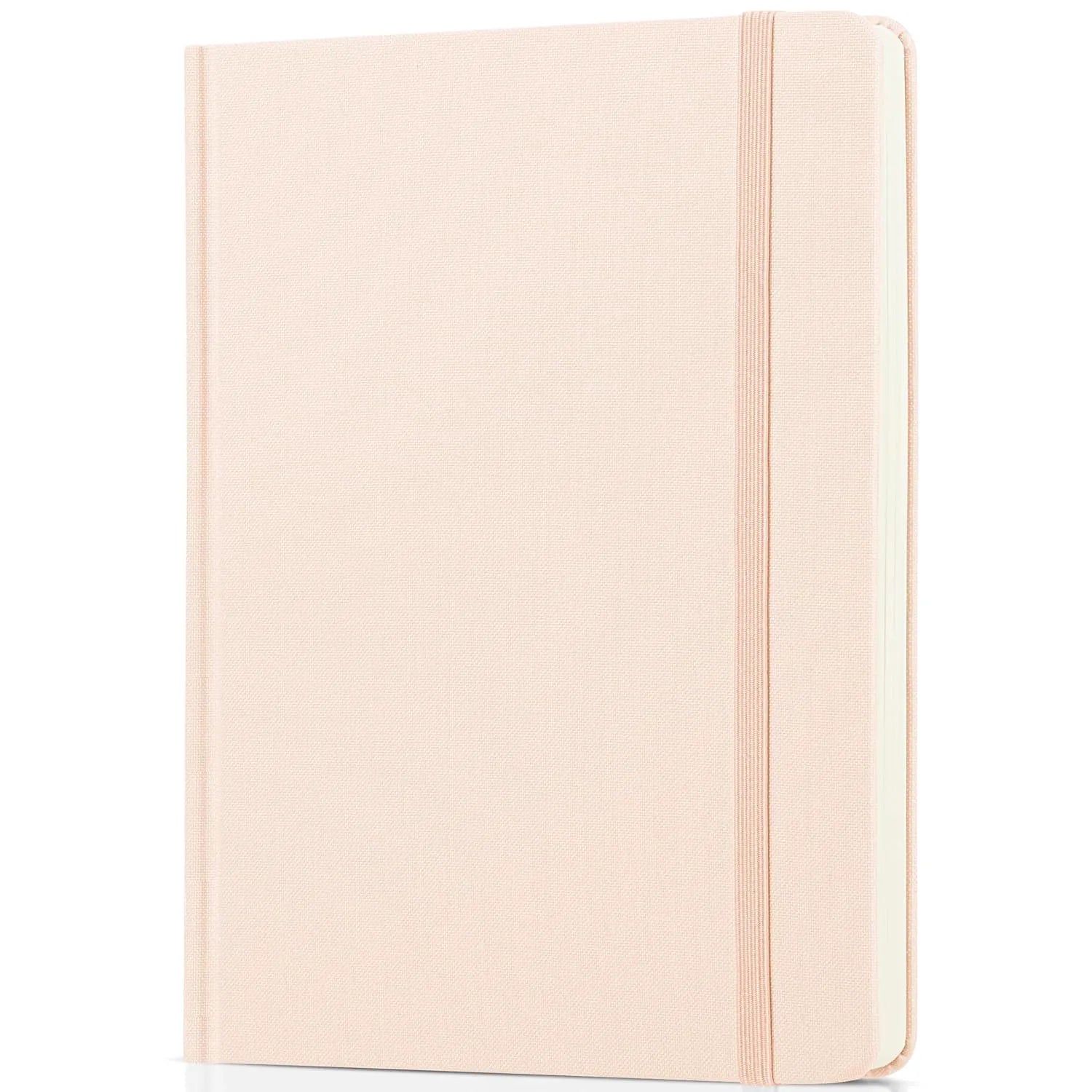 Mr. Pen Dotted Journal Notebook, 5.7" x 8.3", 160 Pages, Fabric Hardcover, Soft Blush Bullet Journal